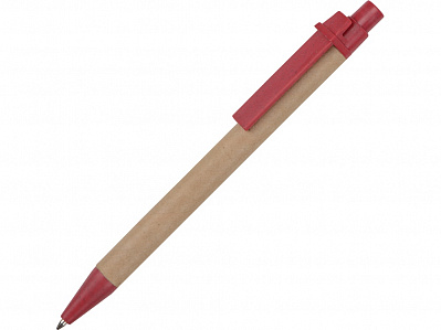 Ручка картонная шариковая Эко 3.0 (Светло-коричневый/красный)