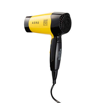 Фен DEWAL BEAUTY Aero Yellow, дорожный, жёлтый, 1400 Вт, 1 насадка