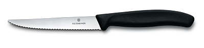 Нож для стейка и пиццы VICTORINOX SwissClassic, 11 см, с волнистой кромкой, чёрный (Черный)