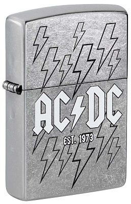 Зажигалка ZIPPO AC/DC с покрытием Street Chrome, латунь/сталь, серебристая, 38x13x57 мм (Серебристый)