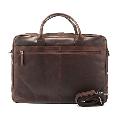 Сумка KLONDIKE DIGGER «Carl», натуральная кожа в темно-коричневом цвете, 42 x 30 x 9 см