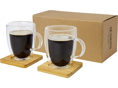 Стеклянный стакан Manti с двойными стенками и подставкой, 100 мл, 2 шт (Натуральный)