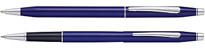 Набор Cross Classic Century Translucent Blue Lacquer: шариковая ручка и ручка-роллер, цвет - синий (Синий)