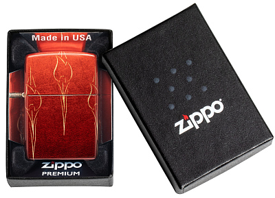 Зажигалка ZIPPO Ombre Flames с покрытием 540 Tumbled Brass, латунь/сталь, разноцветная, 38x13x57 мм
