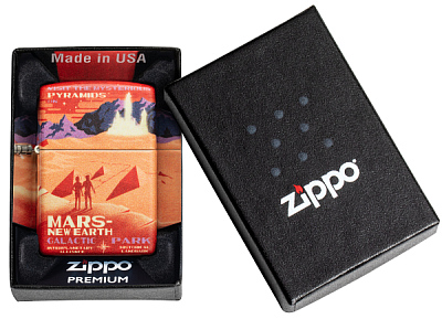 Зажигалка ZIPPO Mars Design с покрытием 540 Matte, латунь/сталь, красная, матовая, 38x13x57 мм