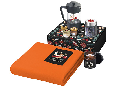 Подарочный набор Re:Moments с пледом, френчпрессом и медом (Оранжевый)