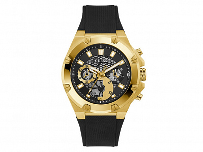 Часы наручные THIRD GEAR, мужские (Корпус- золотистый, циферблат- черный, крепление- черный)