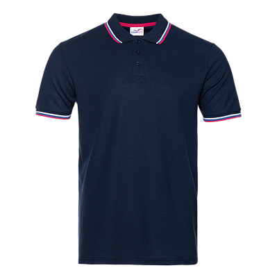 Рубашка поло мужская триколор STAN хлопок/полиэстер 185, 04RUS (Тёмно-синий)