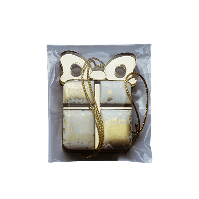 Ёлочная игрушка Подарочек (белый с золотым )