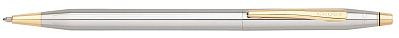 Шариковая ручка Cross Century Classic. Цвет - серебристый с золотистой отделкой. (Серебристый)