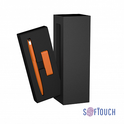Набор ручка + флеш-карта 8 Гб в футляре, покрытие soft touch  (Оранжевый)