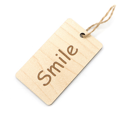 Бирка из ламинированного ХДФ на верёвке, Прямоугольная