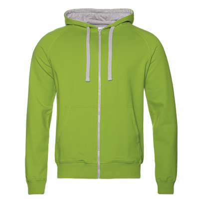 Толстовка мужская STAN с капюшоном на молнии футер без начёса 260, 61 (Ярко-зелёный)