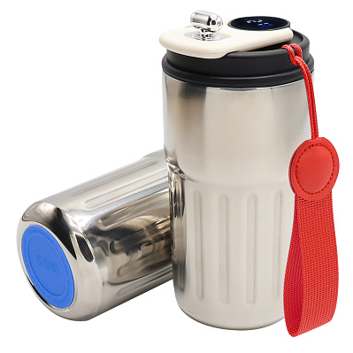 Термокружка Ashly To Go, серебристая/красная/синяя (Серебристый/красный/синий)