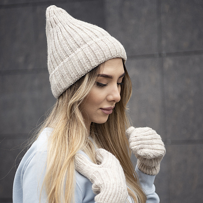 Шапка бини вязаная НАСВЯЗИ©  шерсть/ акрил