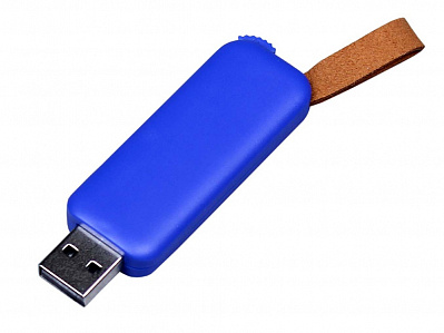 USB 2.0- флешка промо на 64 Гб прямоугольной формы, выдвижной механизм (Синий)