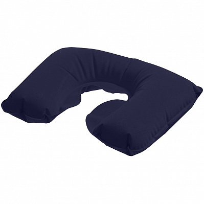 Надувная подушка под шею в чехле Sleep, темно-синяя (Темно-синий)