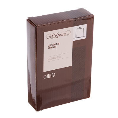 Фляга S.Quire 0,24 л,сталь+искусственная кожа, черная