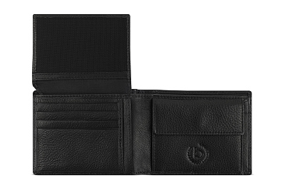 Портмоне BUGATTI Nevio, чёрный, воловья кожа/козья кожа/полиэстер, 12,5х2,5х9,3 см