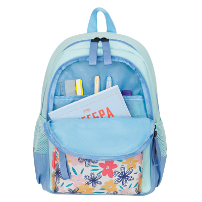 Рюкзак TORBER CLASS X Mini, зелёный с орнаментом, полиэстер 900D + Мешок для сменной обуви в подарок