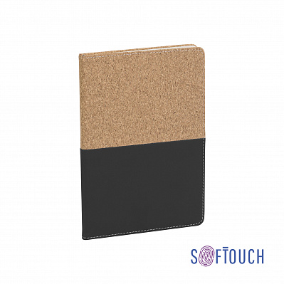 Блокнот "Фьюджи", формат А5, покрытие soft touch+пробка  (Черный)
