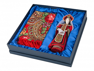 Подарочный набор Евдокия: кукла, платок (Красный, синий)