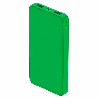 Внешний аккумулятор Polus, 10000 Mah, софт-тач покрытие, зеленый (Зеленый.)