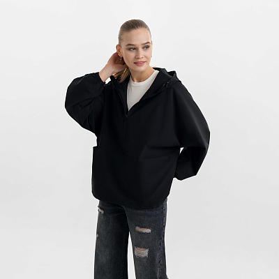 Ветровка (анорак) оверсайз унисекс Риссман (Rissman), черная