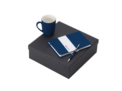 Подарочный набор COLOR IT с блокнотом, металлической ручкой и кружкой (Тёмно-синий)