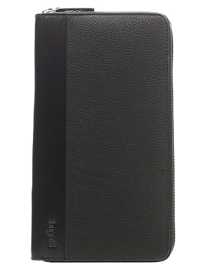 Кошелёк-барсетка BUGATTI Atlanta, на молнии, чёрный, натуральная воловья кожа, 21х2х12 см