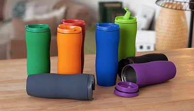 Термостакан "Монтана" 400 мл, покрытие soft touch, фиолетовый