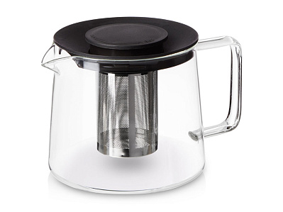 Стеклянный заварочный чайник с фильтром Pu-erh (Прозрачный, черный)