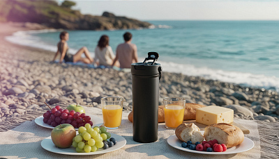 Термокружка "Pinta" 600 мл, покрытие пудра, черный