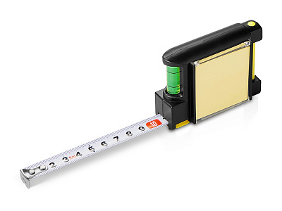 Рулетка на 2 м с уровнем и блоком для записей Nerd (Черный, желтый) Рулетка на 2 м с уровнем и блоком для записей Nerd (Черный, желтый)