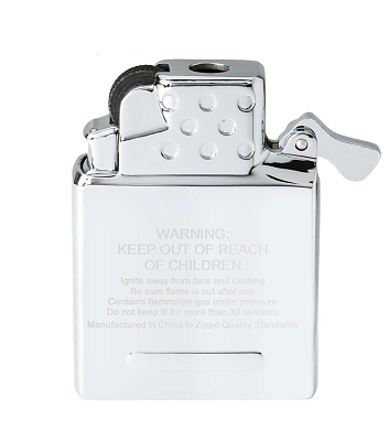 Газовый вставной блок для широкой зажигалки Zippo, одинарное жёлтое пламя, нержавеющая сталь