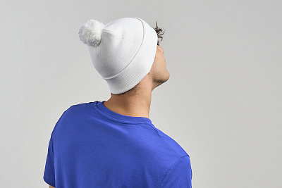 Шапка вязаная  двойная Wind-S с помпоном