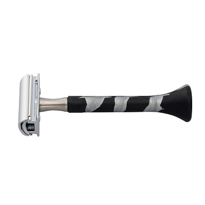 Станок Т-образный для бритья ERBE с двумя лезвиями, нержавеющая сталь, хромированное покрытие, силикон, серебристый/черный цвет, в картонной коробке