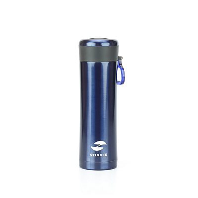 Термокружка Stinger, 0,45 л, сталь/пластик  глянцевый, 6,6х20 см (Синий)