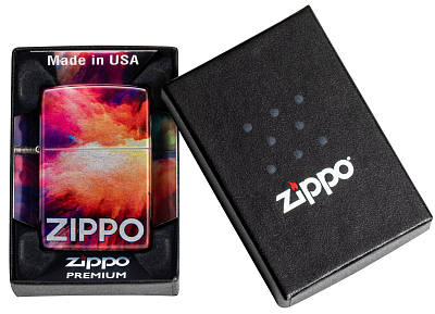 Зажигалка ZIPPO Tie Dye с покрытием 540 Tumbled Chrome, латунь/сталь, разноцветная, 38x13x57 мм