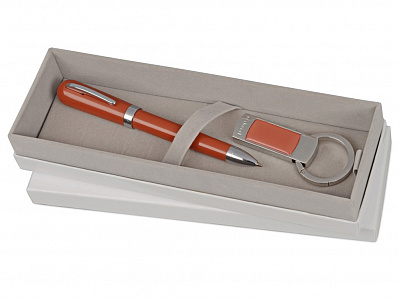 Подарочный набор: брелок с USB-флешкой на 4 Гб, ручка шариковая (Красный/серебристый)