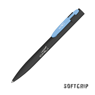 Ручка шариковая "Lip SOFTGRIP"  (Черный с голубым)