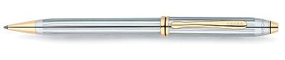 Шариковая ручка Cross Townsend, тонкий корпус. Цвет - серебристый. (Серебристый)