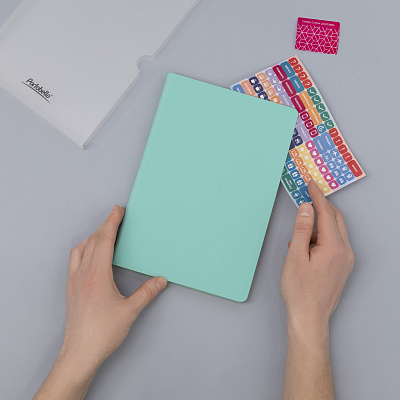 Ежедневник Spark недатированный, мятный (с упаковкой, со стикерами)