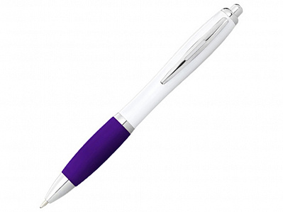 Ручка пластиковая шариковая Nash (Белый/пурпурный/серебристый)