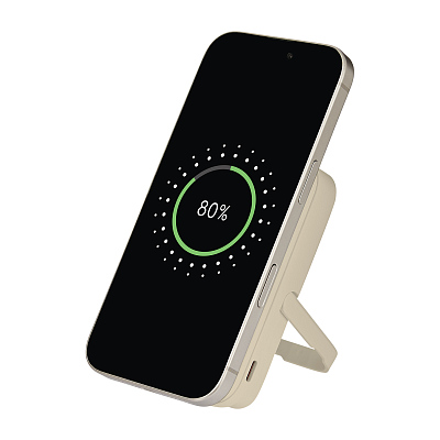 Внешний аккумулятор Union PD 10000mAh с функцией беспроводной зарядки 15W, бежевый