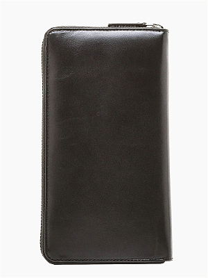 Кошелёк BUGATTI Atlanta, на молнии, чёрный, натуральная воловья кожа, 19,5х2,5х10,5 см