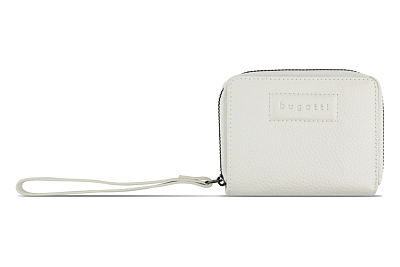 Кошелёк женский BUGATTI Elsa, с защитой данных RFID, белый, воловья кожа/полиэстер, 11х2,5х9 см