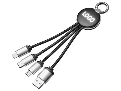 Зарядный кабель 3-в-1 с подсветкой лого Ion mini (Чёрный)