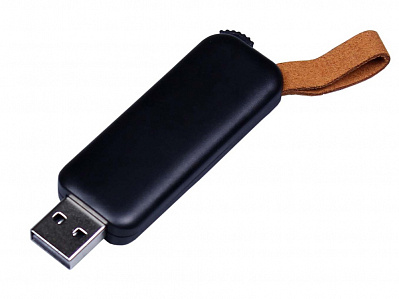 USB 2.0- флешка промо на 16 Гб прямоугольной формы, выдвижной механизм (Черный)