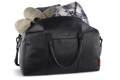 Сумка дорожная BUGATTI Clark, чёрная, воловья кожа/полиэстер, 45х20х27,5 см, 24 л